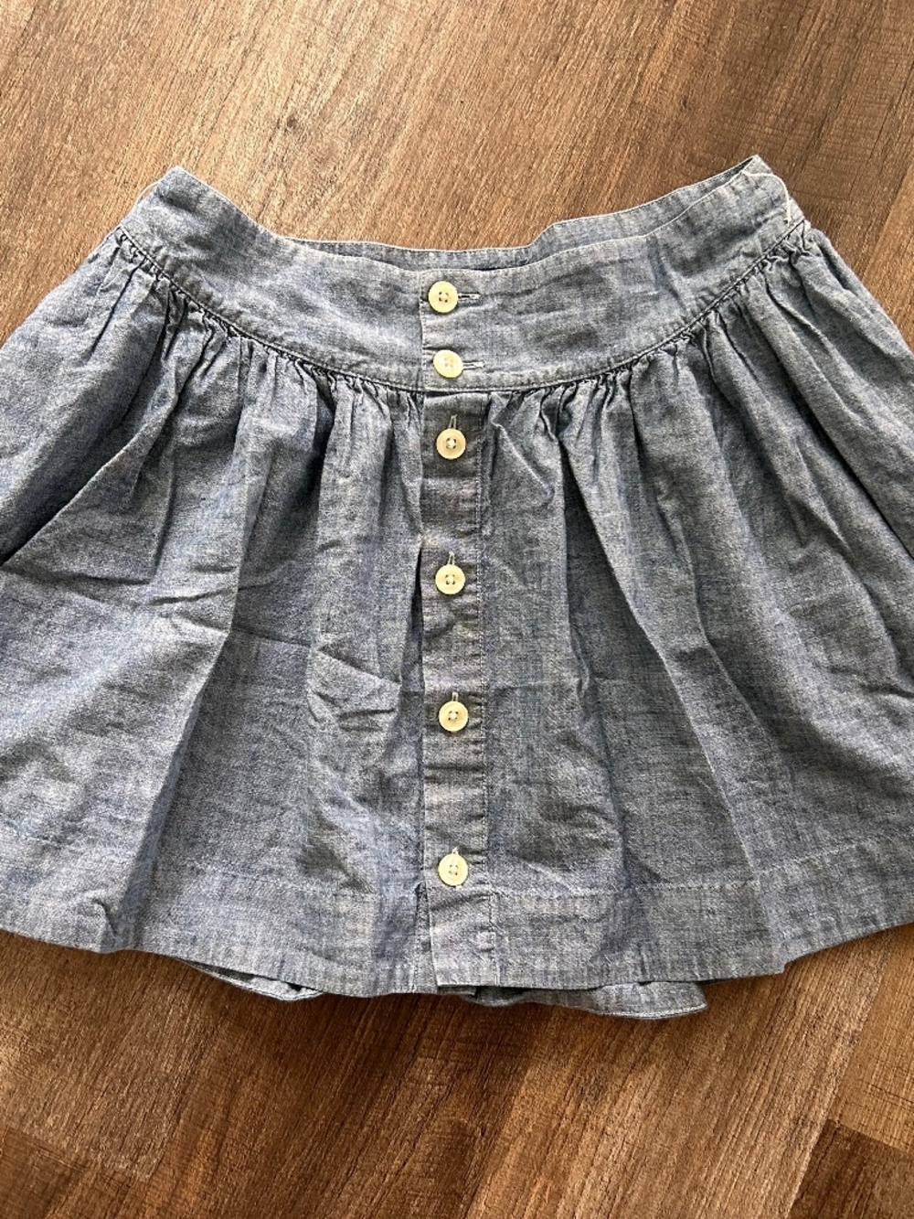 Ralph Lauren blue chambray button front short pleated western prairie skirt 16